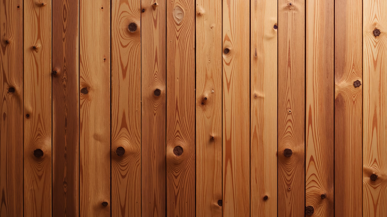 Close-up of wooden planks with natural grain and knots, showcasing rustic charm.