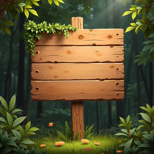 Wooden Sign in Forest