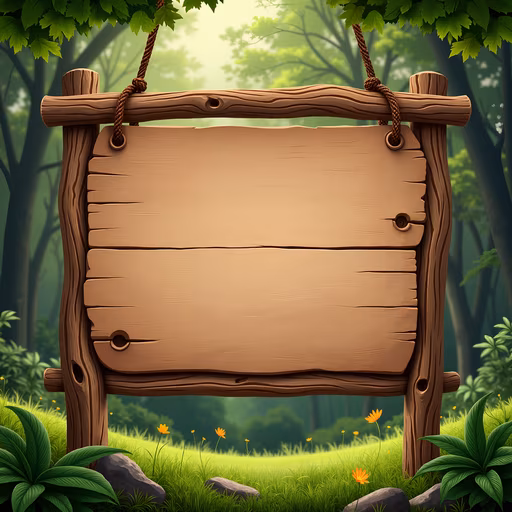 Wooden Signboard in Forest