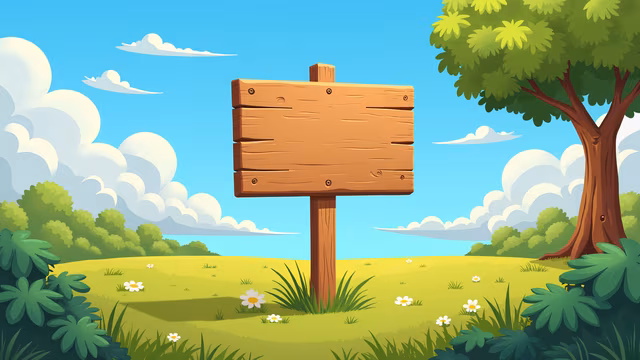 Wooden Signpost in a Lush Landscape