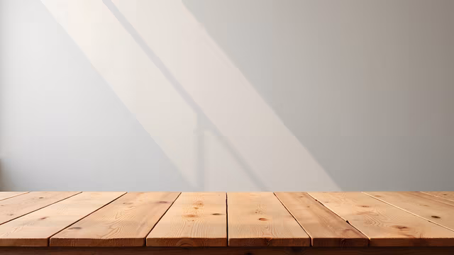Wooden Table with Diagonal Shadows