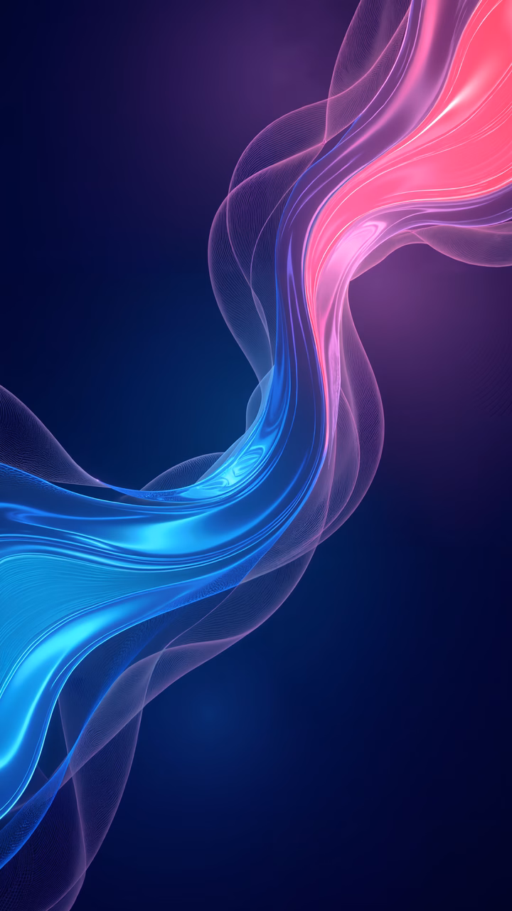 Fluid lines in vibrant colors create a sense of movement and energy.