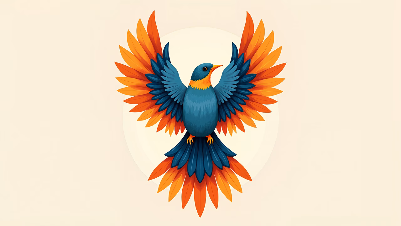 Vibrant bird illustration with contrasting colors and modern style.