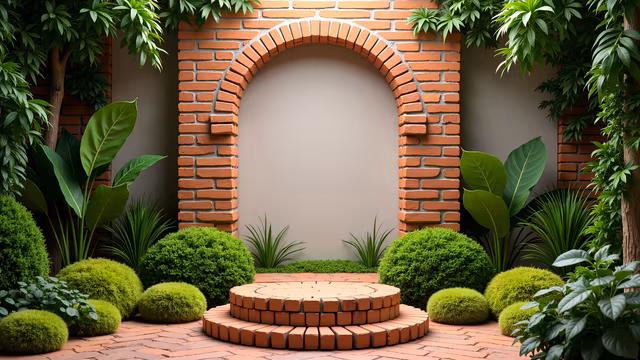 Brick Archway Garden Scene