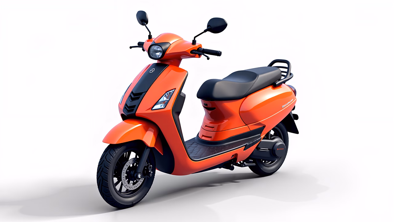 Bold orange scooter illustration highlighting modern design and vibrant colors.