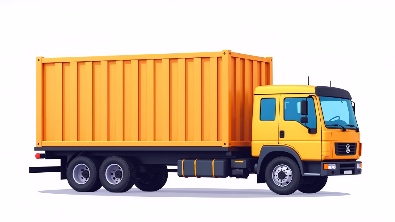 Brightly colored cargo truck illustration emphasizing efficiency and utility.