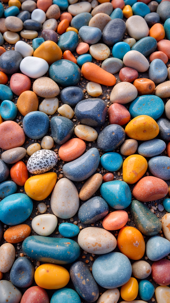 A colorful assortment of pebbles showcasing their natural hues and textures.