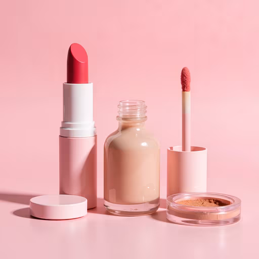 Cosmetic Products on Pink Background