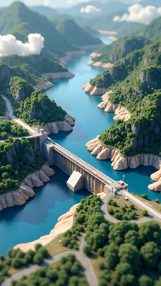 Dam Landscape Illustration