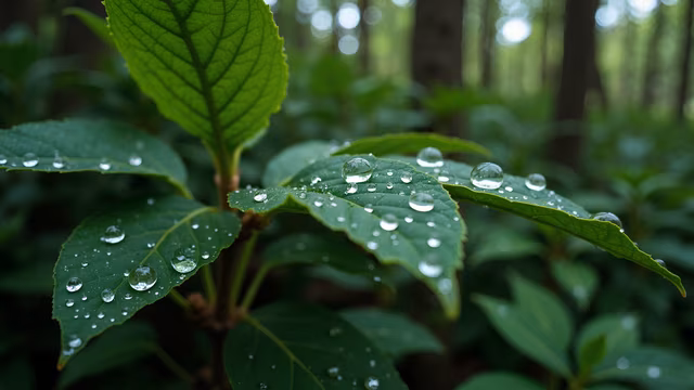 Dew Drops on Leaves