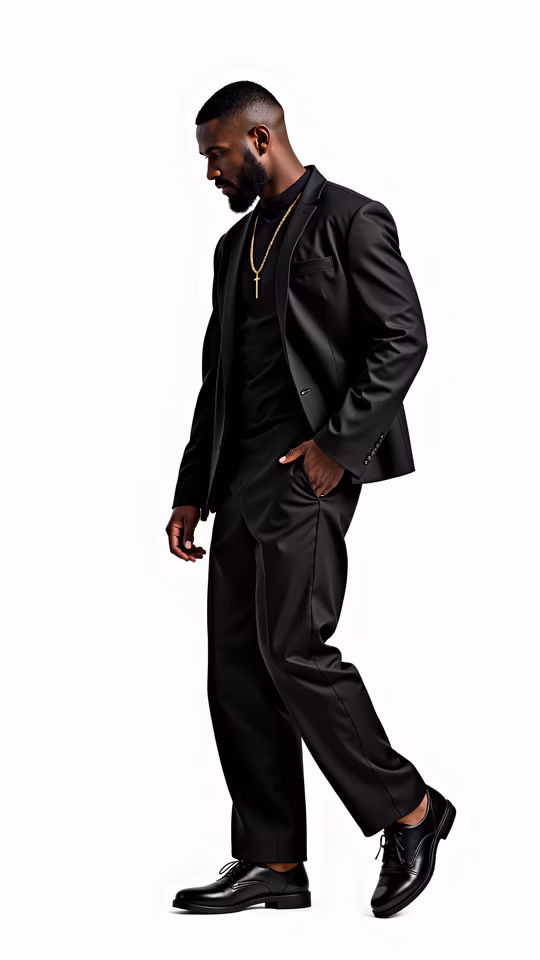 Elegant Man in Black Suit