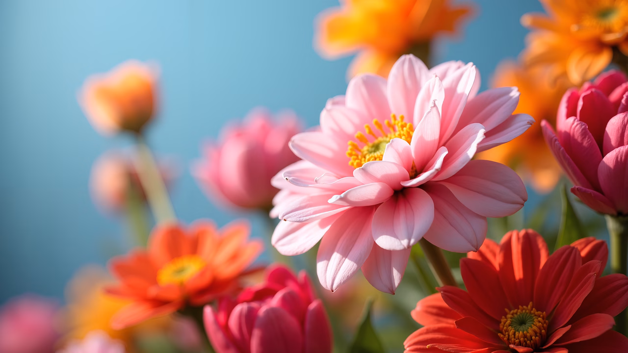 Close-up of delicate pink daisy with vibrant colors and soft natural light.