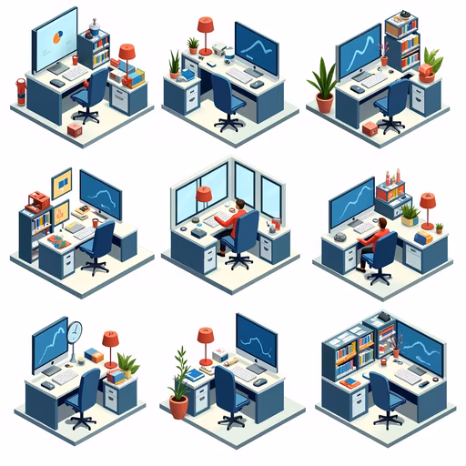 Isometric Office Workstations
