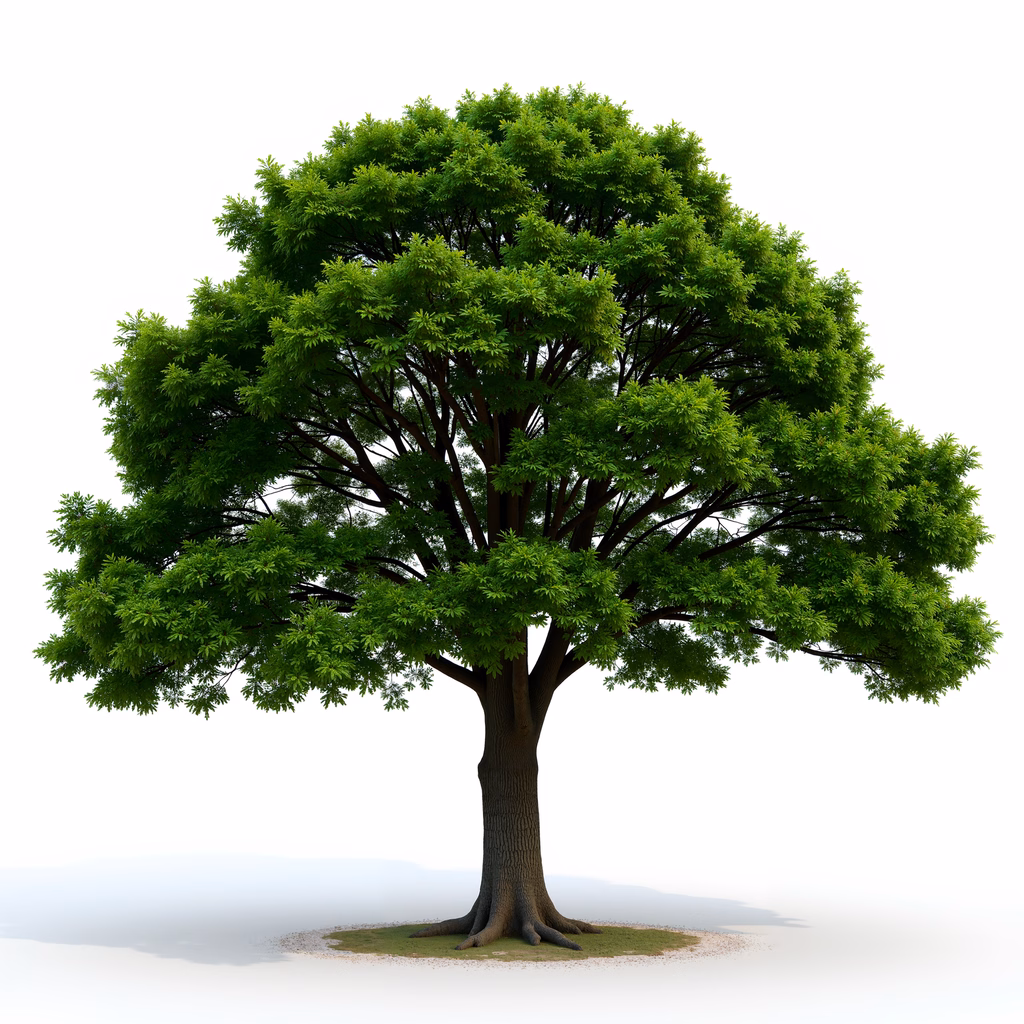 Vibrant green tree illustration on a minimalist background