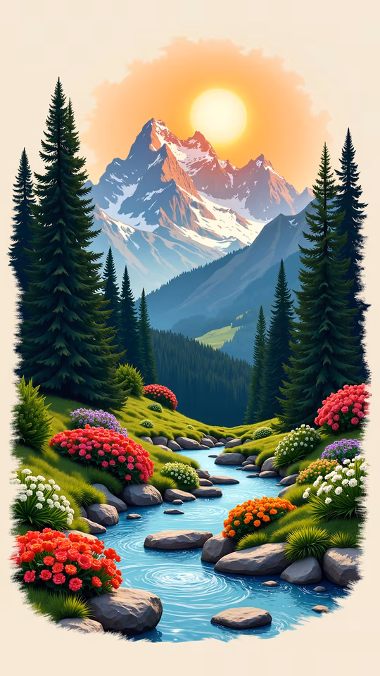 Mountain Serenity Illustration