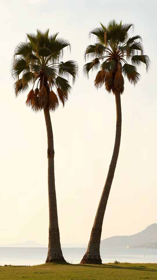 Palm Trees Silhouetted Against Sunset