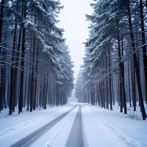 Snowy Forest Road