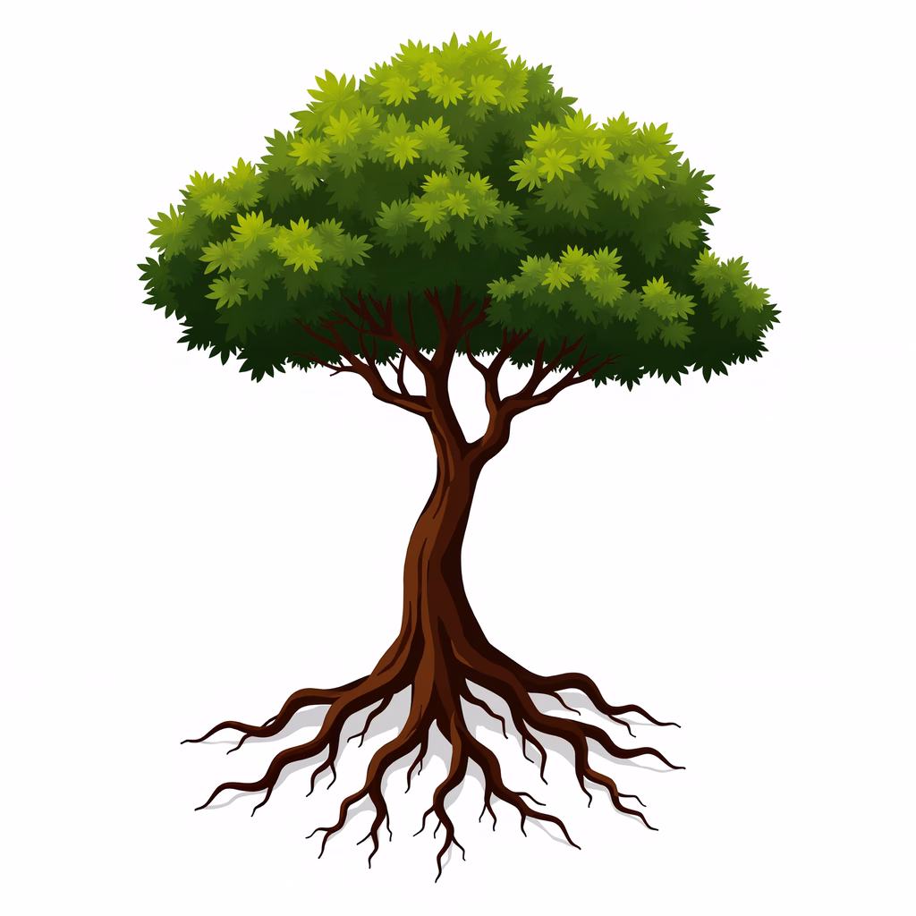 Vibrant green tree illustration symbolizing growth and stability.