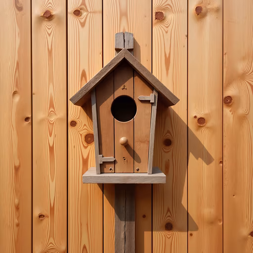 Wooden Birdhouse on Wooden Wall