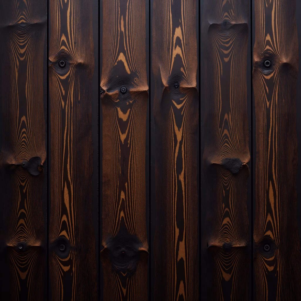 Close-up of wooden planks with intricate grain patterns and knots, highlighting natural textures and organic shapes.