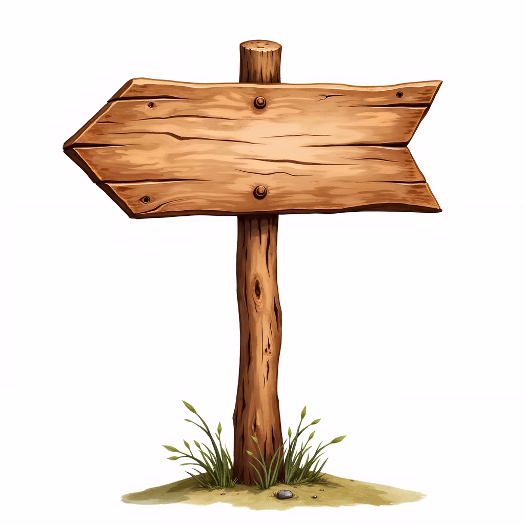 Rustic wooden signpost with blank arrow, minimalistic design, earthy tones, natural feel.