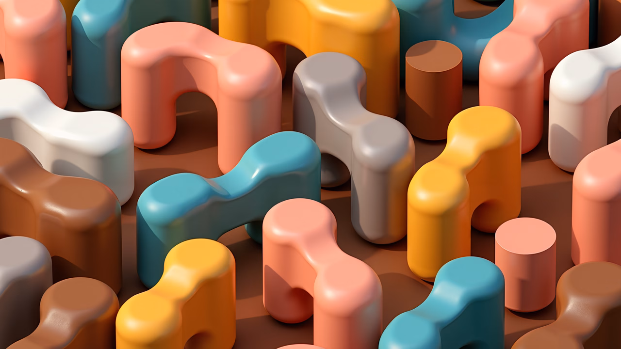 Vibrant abstract shapes in a modern, playful design.