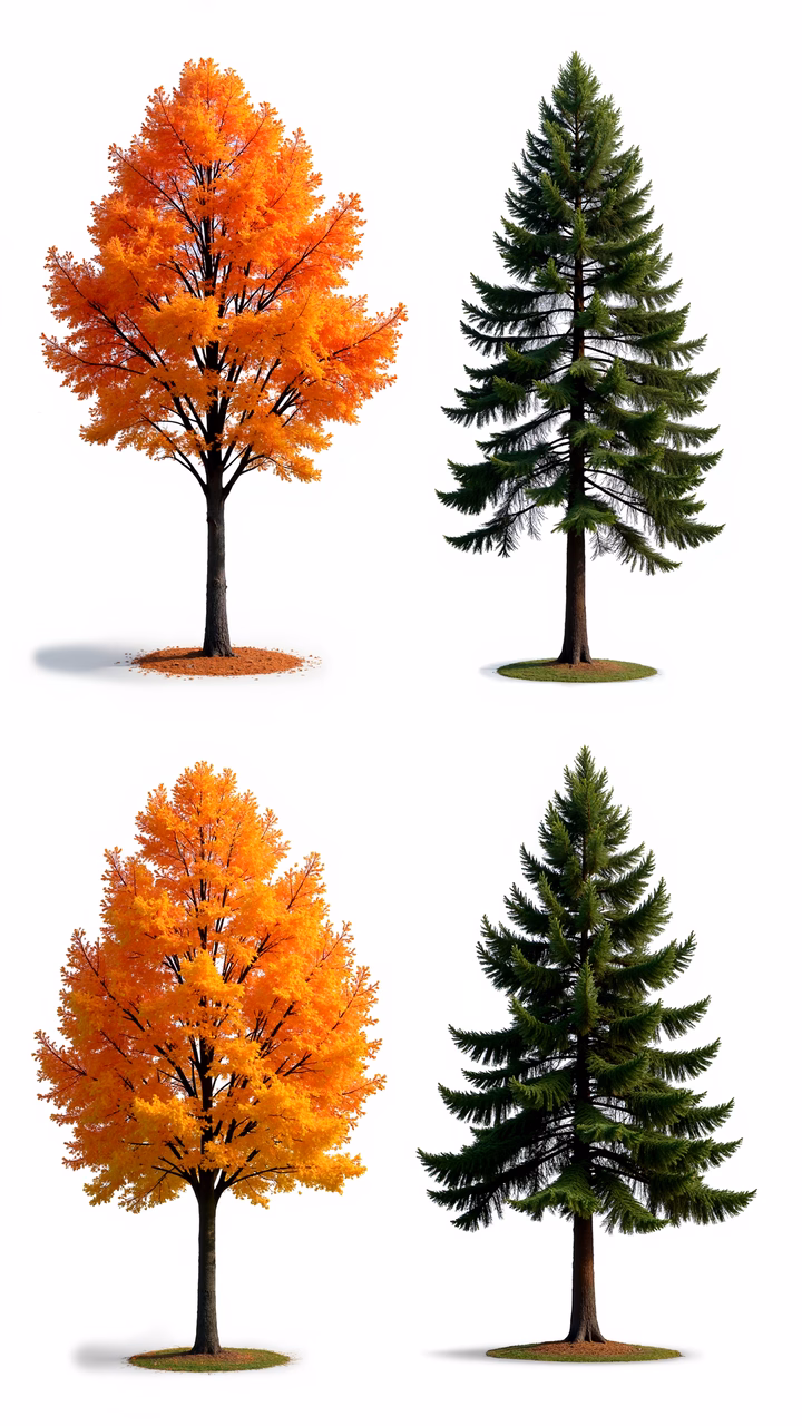 Vibrant autumn trees in a detailed illustration.