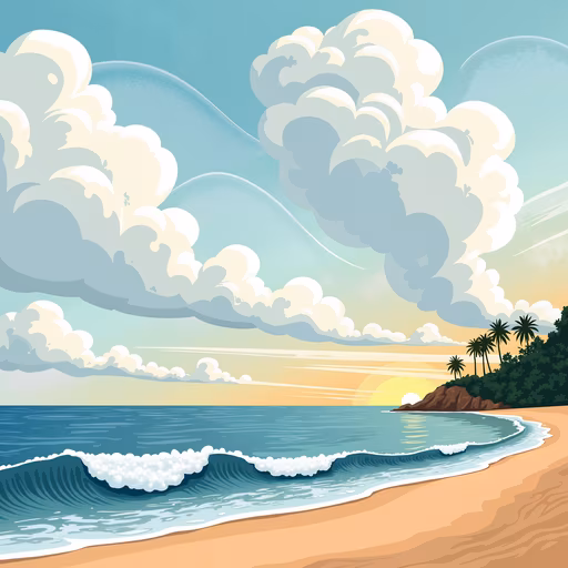 Beach Sunset Illustration