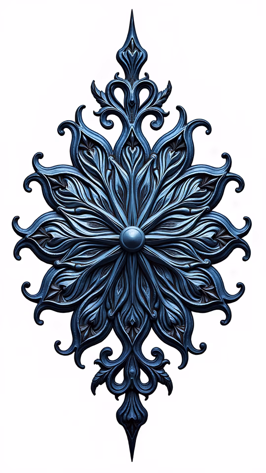 Blue Ornamental Flower Illustration