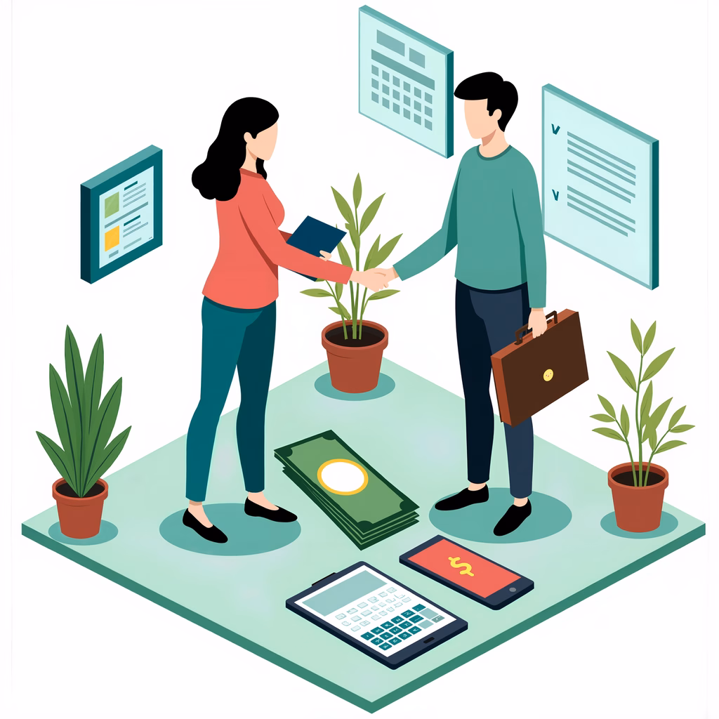 Business handshake in a modern office setting, emphasizing professionalism and finance.