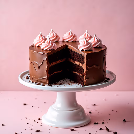 Chocolate Cake with Pink Whipped Cream