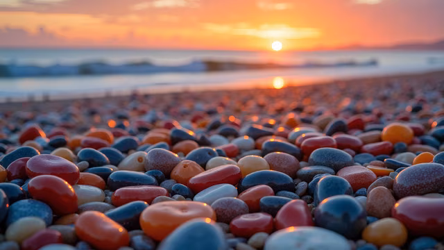 Colorful Pebbles Sunset