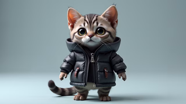 Cute Cat in Puffer Jacket