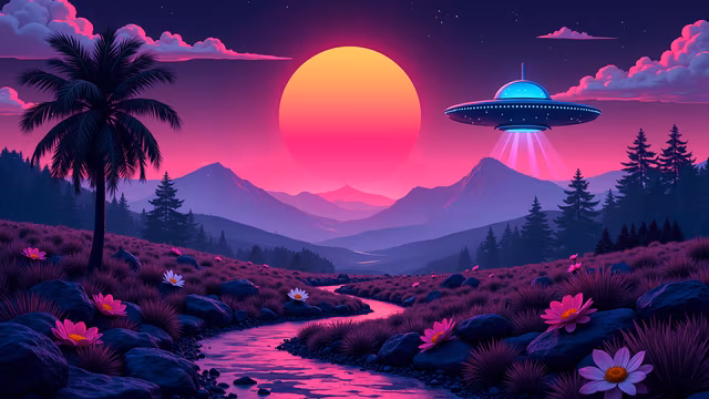 Futuristic Sunset Illustration