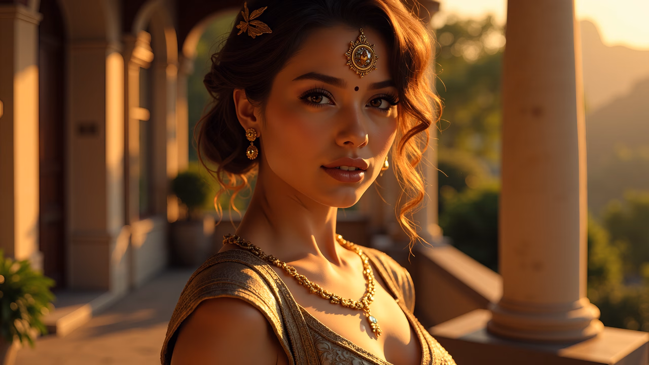 Golden Beauty: A serene portrait of elegance and tranquility.