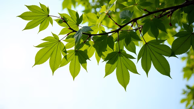 Green Leaves Against Sky