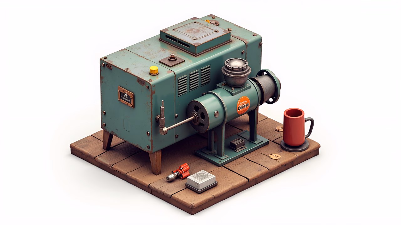 Vintage industrial machine with a retro aesthetic and a touch of nostalgia.