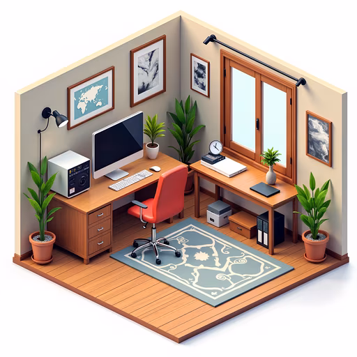 Isometric Home Office Illustration