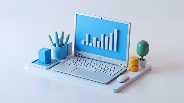 Laptop with Bar Graph