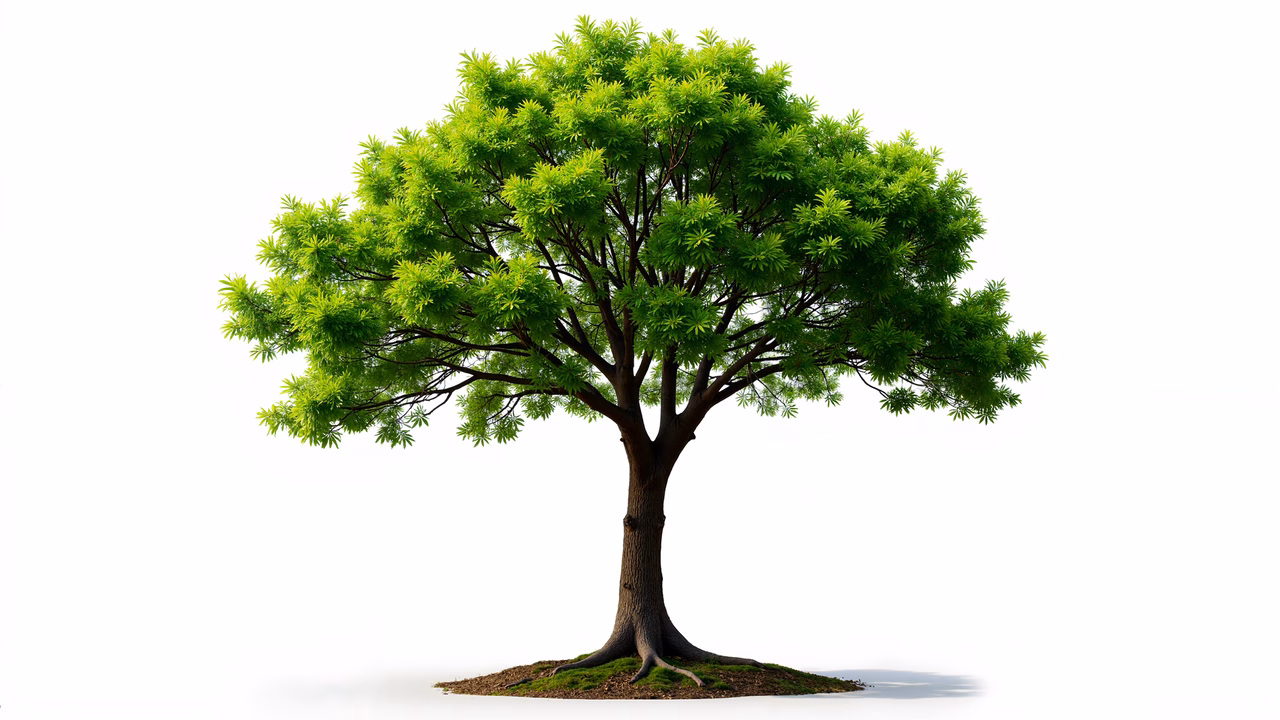Vibrant green tree illustration on a white background