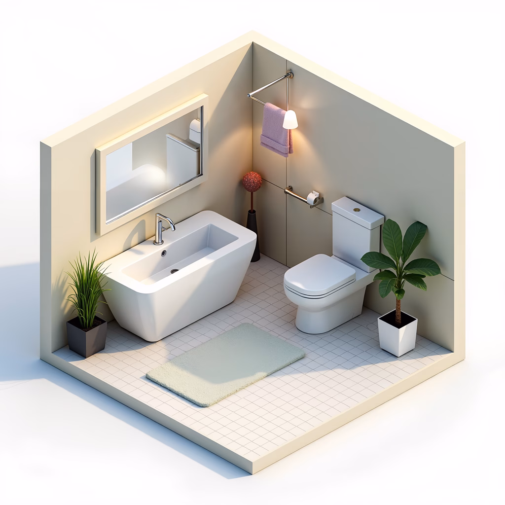 Modern minimalist bathroom with clean lines and natural light.