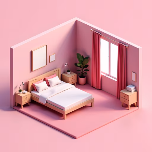 Minimalist Pink Bedroom Illustration