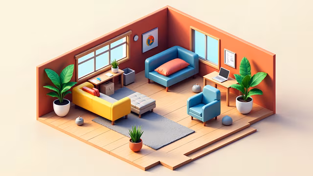 Modern Isometric Living Room