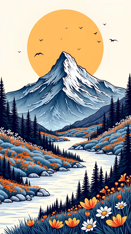 Mountain Serenity Illustration