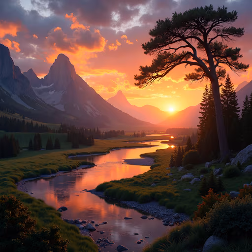 Mountain Sunset Illustration