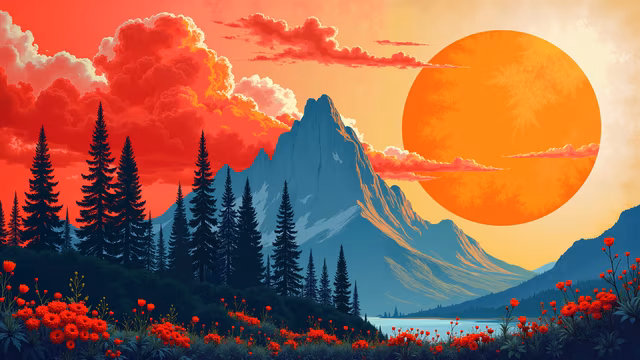 Mountain Sunset Illustration
