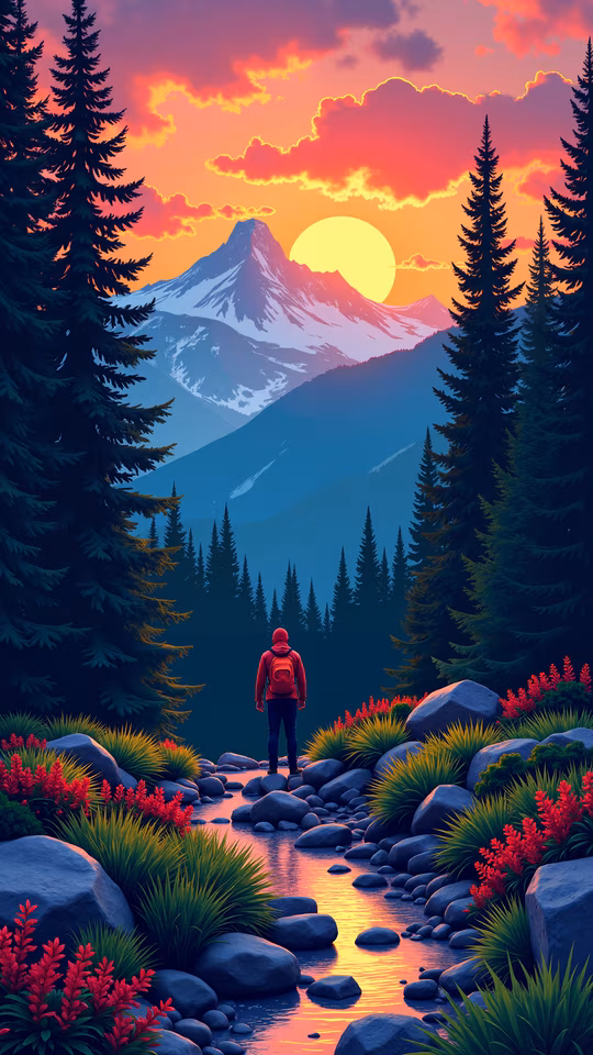 Mountain Sunset Illustration