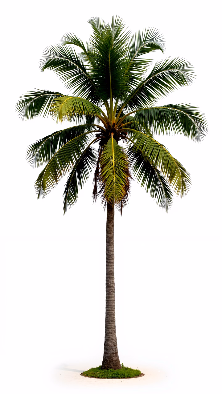 Vibrant palm tree illustration on a white background.