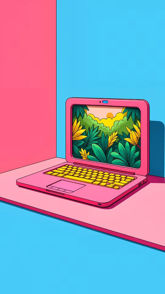 Pink Laptop Illustration