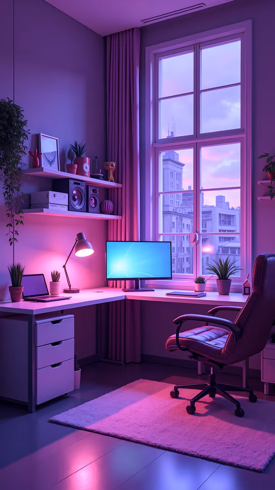 Purple Home Office Illustration